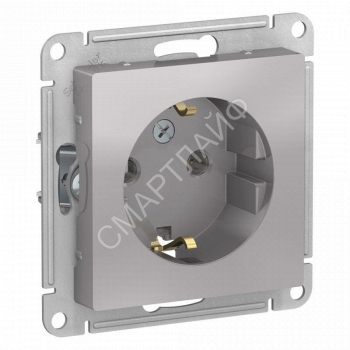 Розетка 1-м СП AtlasDesign 16А IP20 с заземл. механизм алюм. SE ATN000343 - smartlife-ural.ru – Екатеринбург