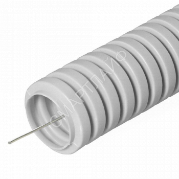 Труба гофрированная ПВХ d32мм с протяжкой сер. (уп.25м) Строитель PR.033225 - smartlife-ural.ru – Екатеринбург