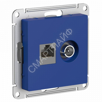 Розетка компьютерная + телевизионная 2-м СП AtlasDesign RJ45 кат.5E + TV механизм аквамарин SE ATN001189 - smartlife-ural.ru – Екатеринбург