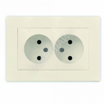 Розетка 2-м СП Афина 16А IP20 без заземл. в сборе сл. кость (ivory) Universal A0102-I - smartlife-ural.ru – Екатеринбург