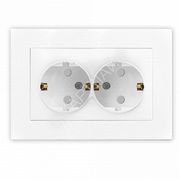 Розетка 2-м СП Афина 16А IP20 с заземл. защ. шторки в сборе бел. Universal A0050 - smartlife-ural.ru – Екатеринбург