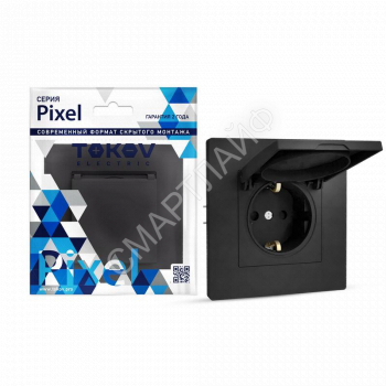 Розетка 1-м СП Pixel 16А IP20 с заземл. защ. шторки с крышкой механизм карбон TOKOV ELECTRIC TKE-PX-R1ZSW1-C14 - smartlife-ural.ru – Екатеринбург