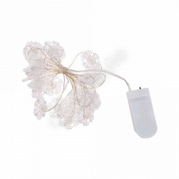 Гирлянда светодиодная "Снежинки" 2м 20LED бел. 2Вт 6В IP20 провод прозр. элементы питания 2хCR2032 (в компл.) Neon-Night 303-010 - smartlife-ural.ru – Екатеринбург