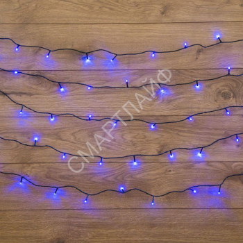 Гирлянда светодиодная "Твинкл Лайт" 10м 80LED син. 5.7Вт 220-240В IP20 с контроллером 8 режимов провод ПВХ темн. зел. Neon-Night 303-043 - smartlife-ural.ru – Екатеринбург