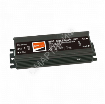 Блок питания для светодиод. ленты BSPS 60Вт 5А 12В IP67 влагозащ. метал. JazzWay 3329273A - smartlife-ural.ru – Екатеринбург