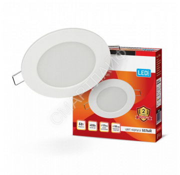 Светильник светодиодный ДВО RLP-eco 6Вт 4000К IP40 420лм 230В 120/100мм круглый встраив. панель бел. IN HOME 4690612009995 - smartlife-ural.ru – Екатеринбург