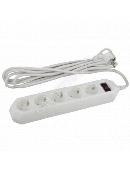 Удлинитель с сетевым фильтром 5х5м с заземл. 10А IP20 USF-5es-5m-W ПВС 3х0.75 с выкл. бел. Эра Б0019738 - smartlife-ural.ru – Екатеринбург
