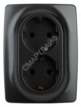 Розетка 2-м СП Эра12 12-2106-05 16А IP20 16AX 250В 2х2P+E Schuko антрацит Эра Б0031232 - smartlife-ural.ru – Екатеринбург