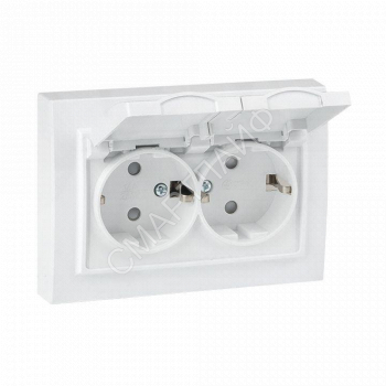 Розетка 2-м СП Минск 16А IP44 с заземл. защ. шторки с крышкой бел. EKF ERR16-129-200-44 - smartlife-ural.ru – Екатеринбург