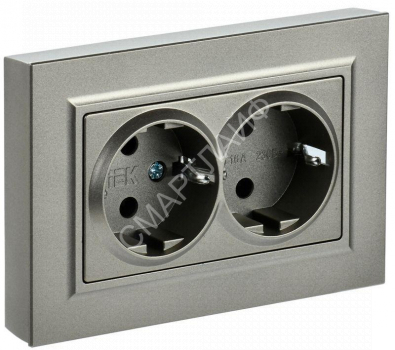 Розетка 2-м СП BRITE РС12-3-БрШ 16А в сборе с заземл. без защ. шторок шампань IEK BR-R21-16-K37-F - smartlife-ural.ru – Екатеринбург