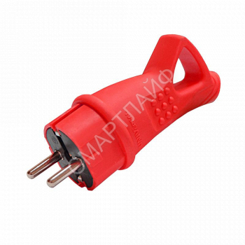 Вилка электрическая 1ф 16А 250В IP44 с заземл. с ушком каучук красн. (еврослот) UNIVersal 3071 - smartlife-ural.ru – Екатеринбург