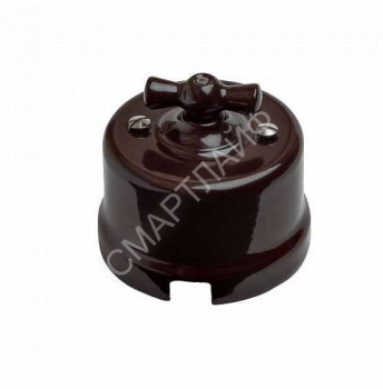 Выключатель проходной поворотный 1-кл. ОП Лизетта 10А IP20 ретро 2 полож. керамика корич. Bironi B1-201-02 - smartlife-ural.ru – Екатеринбург