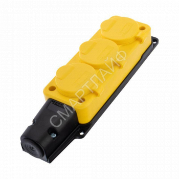 Розетка штепсельная трехместная влагозащищенная с заземл. 16А IP54 каучук желт. Rexant 111-126 - smartlife-ural.ru – Екатеринбург