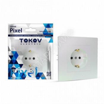 Розетка 1-м СП Pixel 16А IP20 с заземл. защ. шторки в сборе перламутр. TOKOV ELECTRIC TKE-PX-R1FZSF-C04 - smartlife-ural.ru – Екатеринбург
