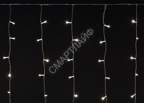 Гирлянда "Бахрома" 4.5х0.7м 200LED тепл. бел. IP44 провод прозр. 230В мерцание транзит IEK LGDU321-1-200-L3-T-S-44 - smartlife-ural.ru – Екатеринбург