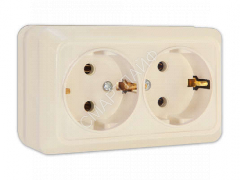 Розетка 2-м ОП Олимп 16А IP20 с заземл. сл. кость UNIVersal Б-О0128 - smartlife-ural.ru – Екатеринбург