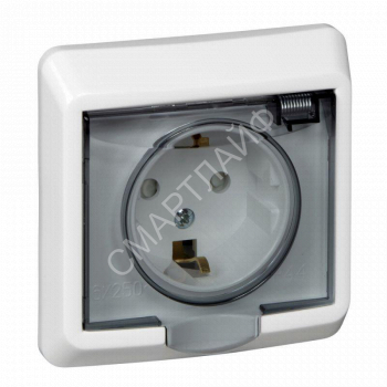 Розетка 1-м СП Этюд 16А IP44 250В с заземл. защ. шторки бел. SE PC16-044B - smartlife-ural.ru – Екатеринбург