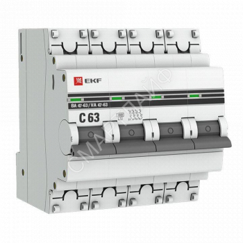 Выключатель автоматический модульный 4п C 63А 4.5кА ВА 47-63 PROxima EKF mcb4763-4-63C-pro - smartlife-ural.ru – Екатеринбург