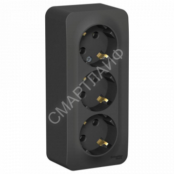 Розетка 3-м ОП Blanca 16А IP20 250В с заземл. без защ. шторок с изолир. пластиной антрацит SE BLNRA010316 - smartlife-ural.ru – Екатеринбург