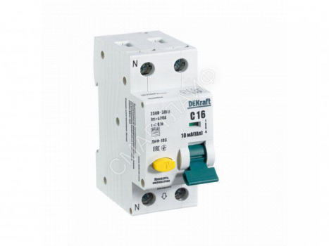 Выключатель автоматический дифференциального тока 2п (1P+N) C 16А 10мА тип AC ДИФ-103 6кА DEKraft 16200DEK - smartlife-ural.ru – Екатеринбург