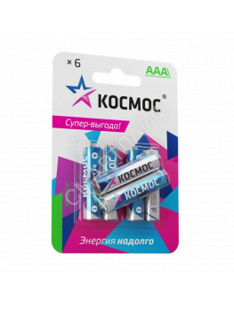 Элемент питания алкалиновый AAA/LR03 BP-6 (блист.6шт) КОСМОС KOCLR03BL6 - smartlife-ural.ru – Екатеринбург