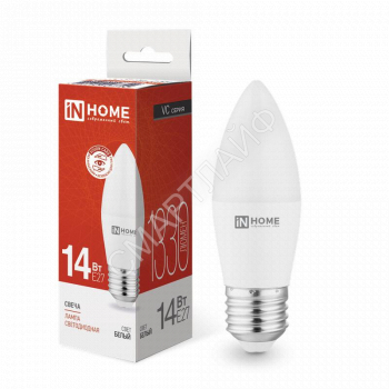 Лампа светодиодная LED-СВЕЧА-VC 14Вт E27 4000К 1330лм IN HOME 4690612047744 - smartlife-ural.ru – Екатеринбург