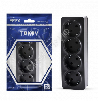 Розетка 4-м ОП Frea 16А IP20 250В с заземл. АБС-пластик карбон TOKOV ELECTRIC TKE-FR-R4Z-C14 - smartlife-ural.ru – Екатеринбург