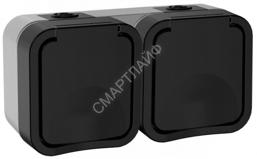 Розетка 2-м ОП TORS 16А IP55 TS122 горизонт. с заземл. с крышкой графит IEK TS-R26-16-55-G-K53 - smartlife-ural.ru – Екатеринбург