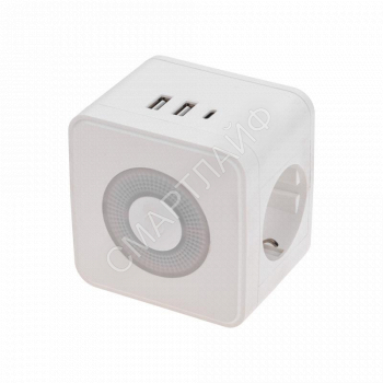 Двойник электрический Куб 16А с/з+2хUSB-A 2.4А+USB Type-C 3А с ночной подсветкой бел. Rexant 11-1251 - smartlife-ural.ru – Екатеринбург