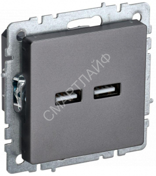 Розетка BRITE USB A+A 3.1А РЮ10-1-БрС механизм сталь IEK BR-U21-D31-K46 - smartlife-ural.ru – Екатеринбург