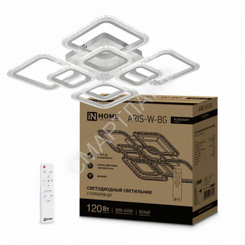 Светильник светодиодный ELEGANT ARIS-W-BG 120Вт 230В 3000-6500К 10500лм 600х600х110мм ПУ бел. IN HOME 4690612043272 - smartlife-ural.ru – Екатеринбург