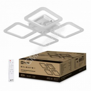 Светильник светодиодный ELEGANT ARIS-W 60Вт 3000-6500К 4700лм 230В 450х450х75мм с пультом ДУ бел. IN HOME 4690612043340 - smartlife-ural.ru – Екатеринбург