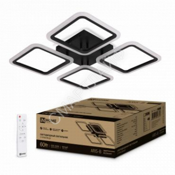 Светильник светодиодный ELEGANT ARIS-B 60Вт 3000-6500К 4700лм 230В 450х450х75мм с пультом ДУ черн. IN HOME 4690612043357 - smartlife-ural.ru – Екатеринбург