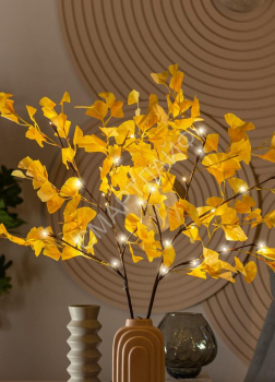 Ветвь гинкго имитация 90см 32LED тепл. бел. IP44 6ч таймер провод корич. 50см КОСМОС KOC_INT-B130 - smartlife-ural.ru – Екатеринбург