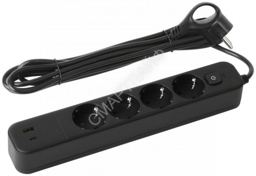 Удлинитель с сетевым фильтром 4х3м с заземл. 10А USF-4es-3m-2xUSBAC-B +2xUSBA+C 3.1A с выкл. с базов. защитой Эра Б0059574 - smartlife-ural.ru – Екатеринбург