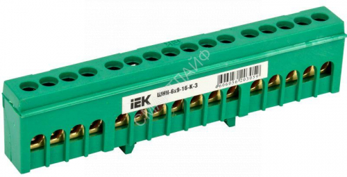 Шина PE "земля" в корп. изол. на DIN-рейку ШНИ-6х9-16-К-З IEK YNN10-69-16KD-K06 - smartlife-ural.ru – Екатеринбург