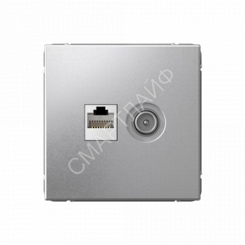 Розетка компьютерная + телевизионная 2-м СП ArtGallery RJ45 кат.5E + TV механизм алюм. SE GAL000389 - smartlife-ural.ru – Екатеринбург