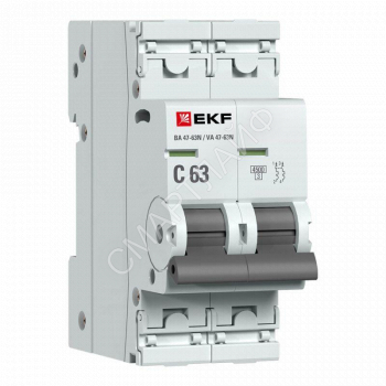 Выключатель автоматический модульный 2п C 63А 4.5кА ВА 47-63N PROxima EKF M634263C - smartlife-ural.ru – Екатеринбург