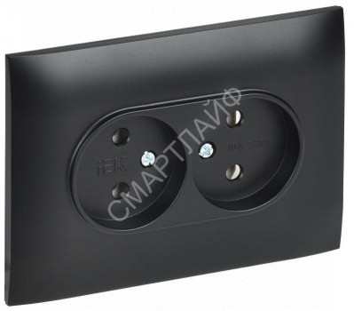 Розетка 2-м SKANDY 10А без заземл. без защ. шторок в сборе SK-R10Bl черн. IEK SK-R20-10-K02-F - smartlife-ural.ru – Екатеринбург