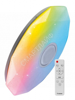 Светильник светодиодный PREMIUM DIAMOND-RGB 75Вт 230В 3000-6500К 6000лм IP40 502х83мм настенно-потолочный управляемый с пультом ДУ с RGB подсветкой и BT колонкой КОСМОС KSDiamRGBmus75W - smartlife-ural.ru – Екатеринбург