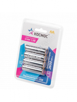 Аккумулятор АА Li-ion 2600мАч (блист.4шт) КОСМОС KOCR6Li2600mWh4BL - smartlife-ural.ru – Екатеринбург