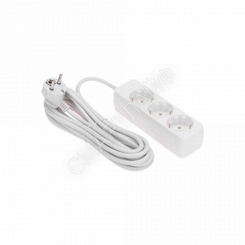 Удлинитель 3 гнезда 5м 3х0.75кв.мм с/з бел. PROCONNECT 13-4210 - smartlife-ural.ru – Екатеринбург
