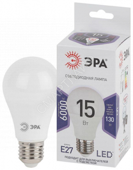 Лампа светодиодная A60-15W-860-E27 грушевидная 1200лм Эра Б0031396 - smartlife-ural.ru – Екатеринбург