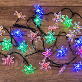Гирлянда светодиодная "Снежинки" 4.4м 30LED мультиколор 4Вт IP20 с контроллером Neon-Night 303-065 - smartlife-ural.ru – Екатеринбург