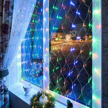 Гирлянда светодиодная "Сеть" 1.5х1.5м 150LED мультиколор 12Вт 220-240В IP20 с контроллером 8 режимов провод ПВХ прозр. Neon-Night 215-129 - smartlife-ural.ru – Екатеринбург