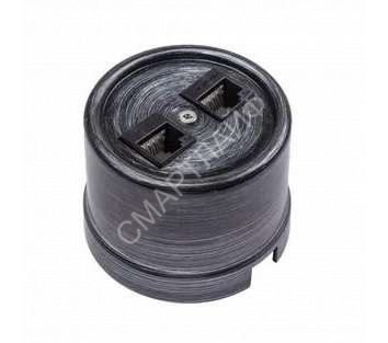 Розетка компьютерная 2-м ОП Лизетта RJ45 10А IP20 ретро кат.5E ABS-пластик серебр. век Bironi B1-302-11 - smartlife-ural.ru – Екатеринбург