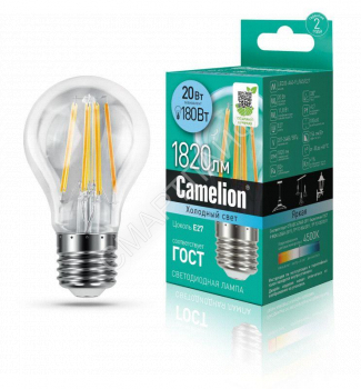 Лампа светодиодная филаментная LED20-A60-FL/845/E27 20Вт 220В Camelion 13719 - smartlife-ural.ru – Екатеринбург