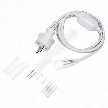 Набор установочный для одностороннего гибкого неона 8х16мм (шнур питания каучук с диодным мостом и вилкой заглушка переходная муфта игла) 1.5м Neon-Night 134-503 - smartlife-ural.ru – Екатеринбург