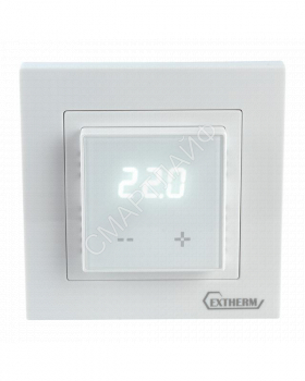 Термостат программируемый с сенсорными кнопками и датчиком темпер. пола без расписания; совместим с рамками с внутрен. размером 56х56мм Schneider Unica; Exxact и Legrand Valena бел. Extherm ET62(43) - smartlife-ural.ru – Екатеринбург