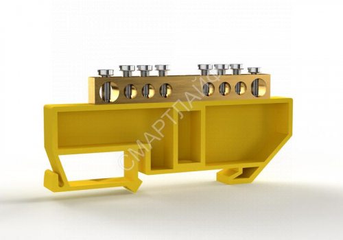 Шина PE "земля" на DIN-изоляторе 6х9мм 8 отвер. латунь TOKOV ELECTRIC TKE-BCB-69-8-DIN/PE - smartlife-ural.ru – Екатеринбург